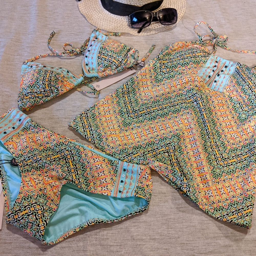 Nanette Lepore Tankini Bikini 3 piece set NWT XS - Picture 1 of 15